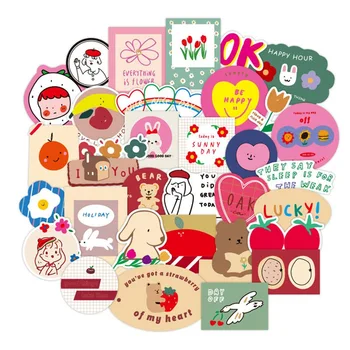 

50PCS Kawaii Pink Rabbit Bear Sticker Journal Decorative Stickers DIY Hand Account Decoration Stick Label Cute Korean Stationery