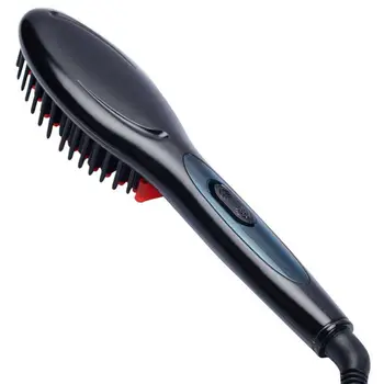 

Digital Electric Hair Straightener Brush Comb Detangling Straightening Irons Hair Brush EU Plug:black