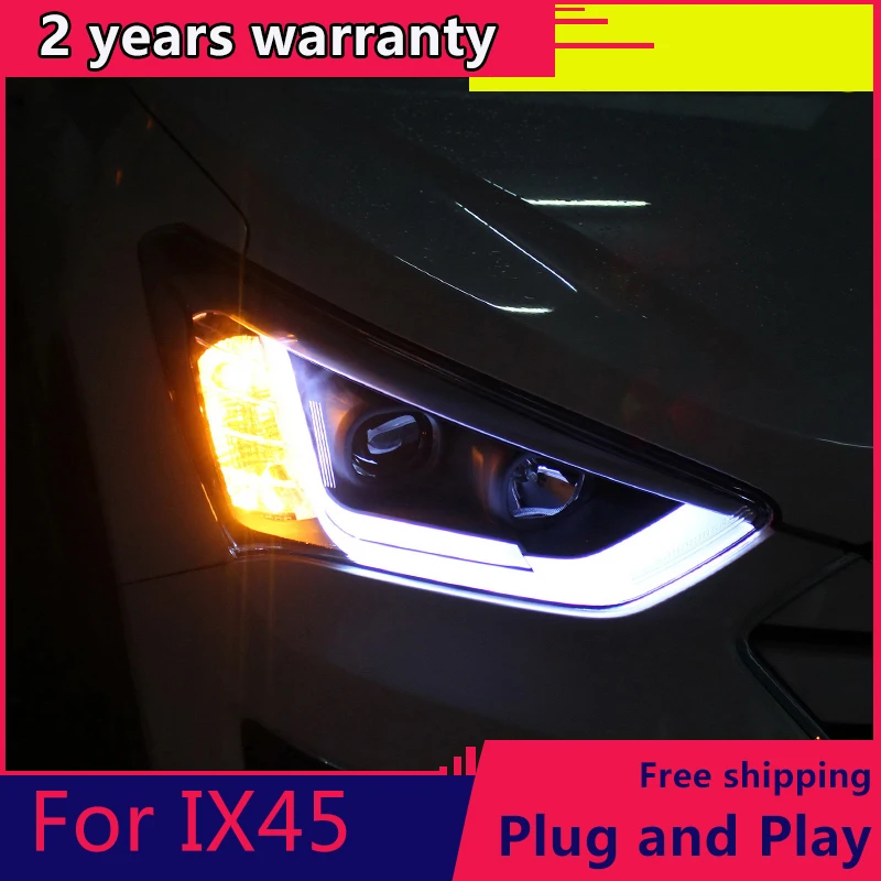 

KOWELL Car Styling for Hyundai IX45 LED Headlight New SantaFe Headlight DRL Lens Double Beam H7 HID Xenon bi xenon lens