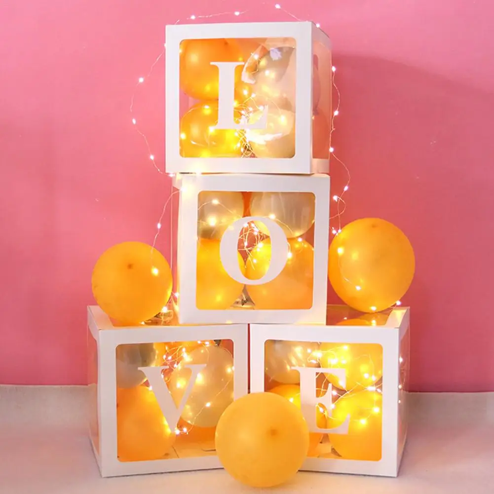 4 шт./компл. DIY прозрачная коробка для латексных воздушных шаров с любимым блок комплект одежды для маленьких мальчиков и девочек, Душ одежда для свадьбы, дня рождения украшения