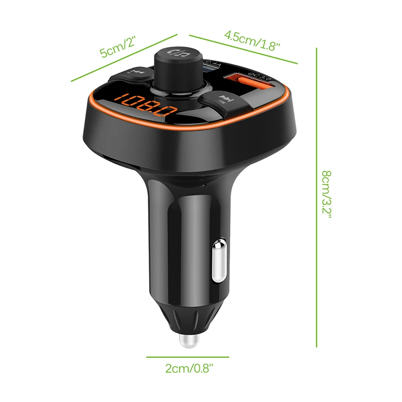 Onever fm-передатчик, беспроводной Bluetooth 5,0, гарнитура, Автомобильный mp3 плеер, Bluetooth, комплект, FM модулятор, двойное USB зарядное устройство, RGB светильник, безопасный