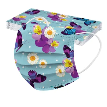 

10pcs Disposable Protection Mask Adult Butterfly Printing Mascarillas Non-woven Ear Hook Masks 3 Ply Breathable Facemask Маски