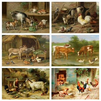 

HUACAN Diamond Painting Chicken Full Square Cow Diamond Embroidery Cross Stitch Animal Decor For Home