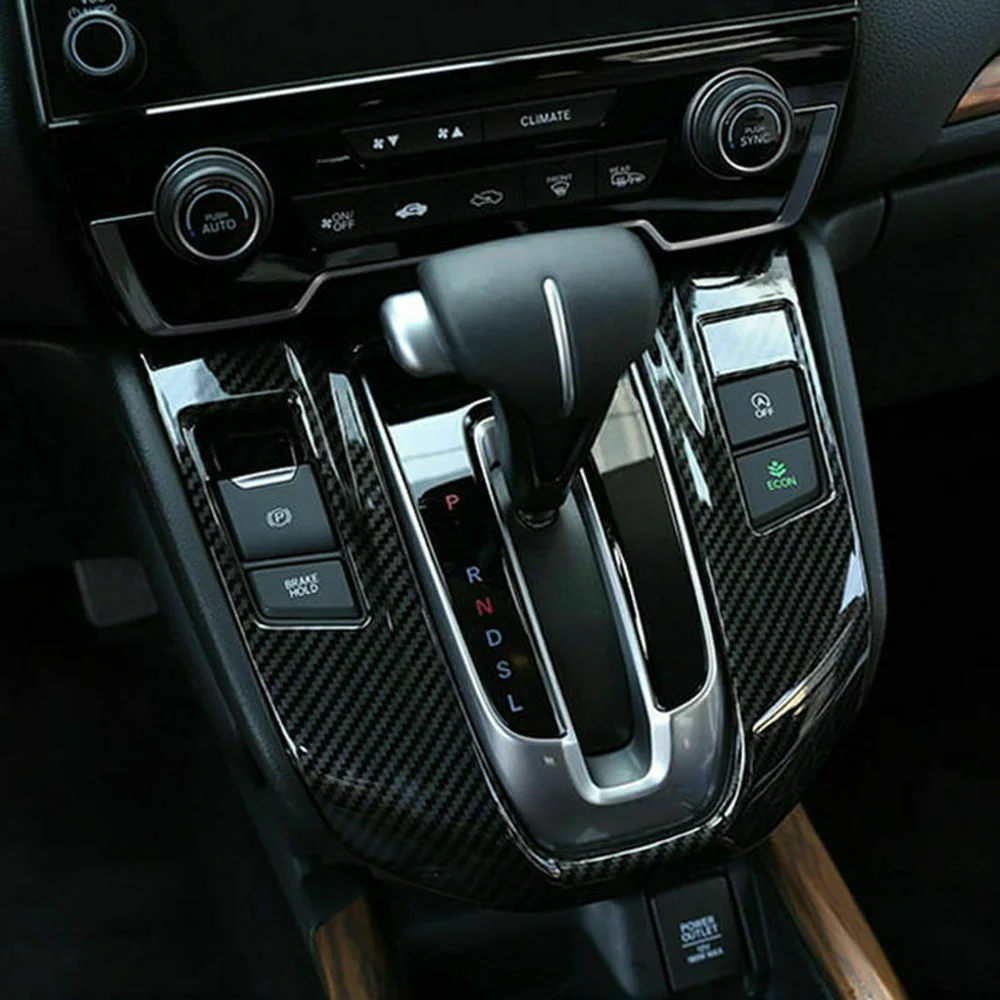 Carbon Fiber Shift Lever Panel Cover Trim Decor For Honda CRV 17 19