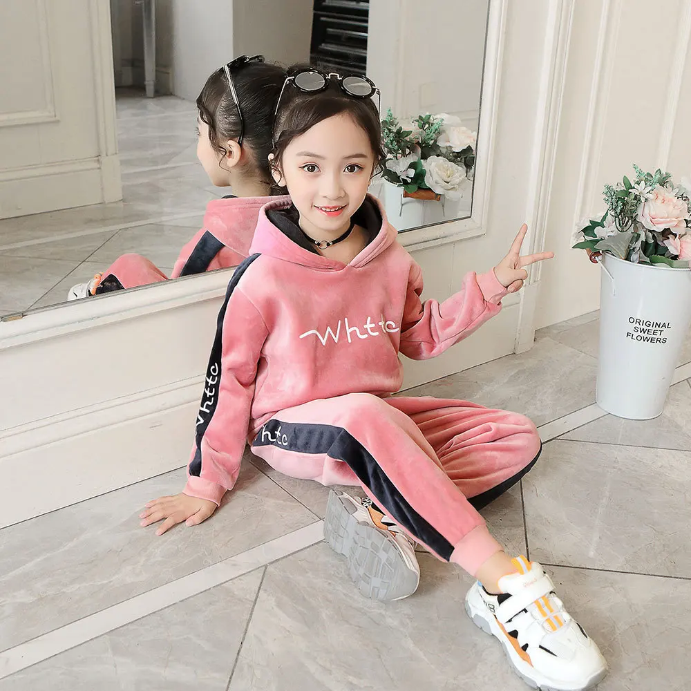 Girl Boy Set Casual Toddler Baby Kids Boy Hooded Tops Pants 2Pcs Outfits  Set Clothes Plus cashmere Thicken Tracksuits - AliExpress