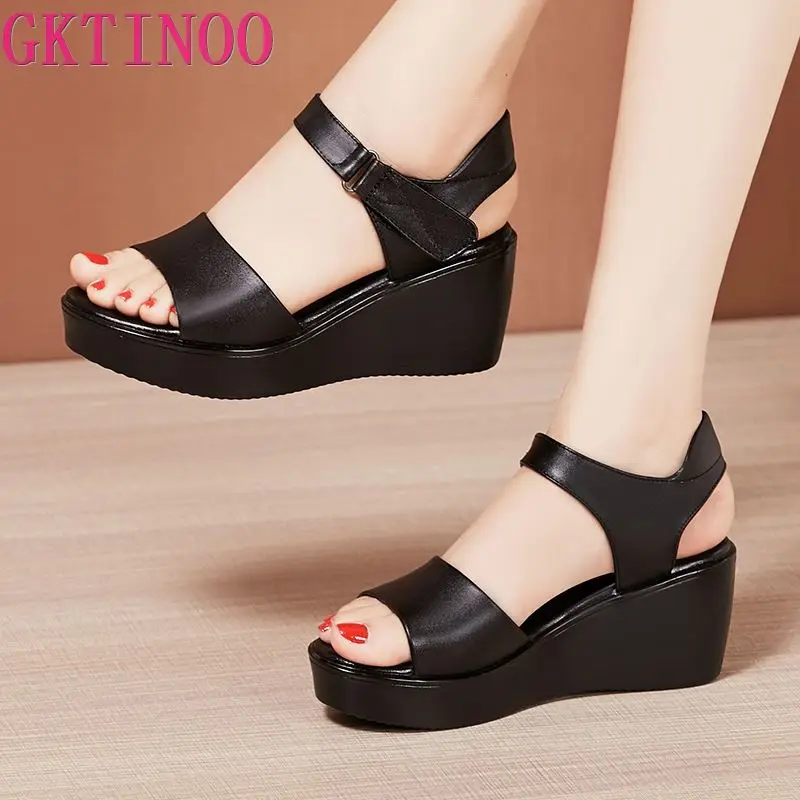 Comfortable Wedge Sandals Women | Leather Wedges Shoes Women - Wedges Shoes  Women - Aliexpress