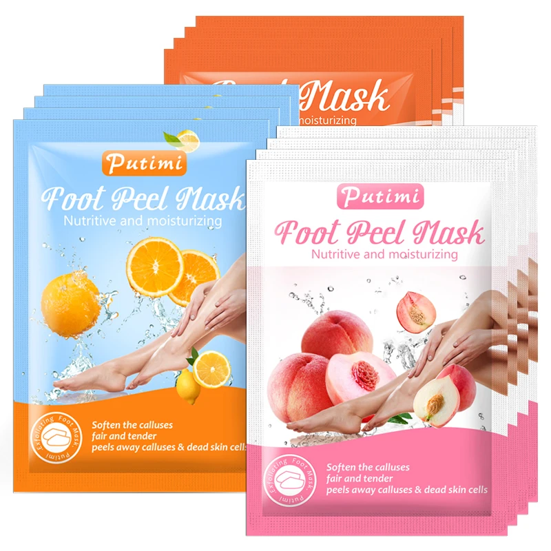 

PUTIMI 6pcs 3pair Peeling Feet Mask Foot Patch Exfoliating Dead Skin Moisturizing Foot Mask for Legs Whitening Pedicure Socks