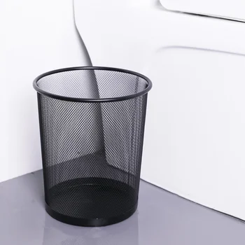 

2PCS Metal Mesh Trash Can Simple Round Waste Bin Household Garbage Organizer Iron Litter Holder for Bedroom Kitchen Office - Siz