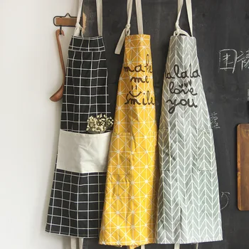 

New Hot Fashion Lady Women Men Adjustable Cotton Linen High-grade Kitchen Apron for Cooking Baking Restaurant Pinafore