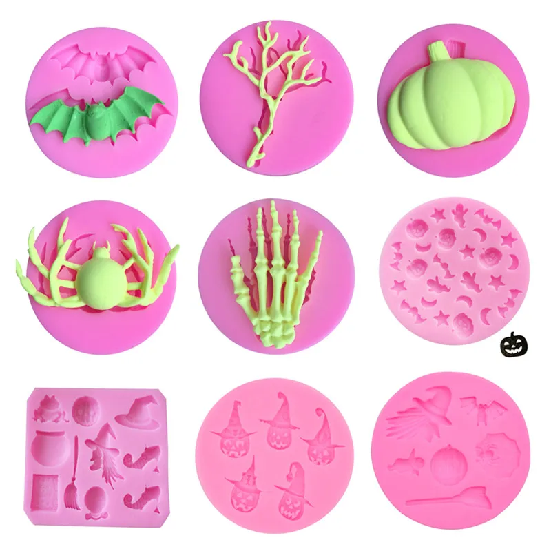

Halloween Silicone Cake Mold Pumpkin Witch Silicone Fondant Soap 3D Cake Molds Candy Chocolate Decoration Baking Tools