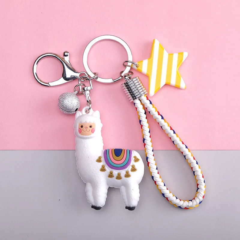 

Fashion Epoxy Three-dimensional Cute Alpaca Keychain Cartoon Little Sheep Keychain Cute Girl Keyring Bag Pendant Cute Gift