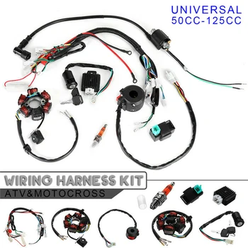 

5 Pins CDI Mini ATV Complete Wiring Harness Stator 6 Coil Pole Ignition Set For 50CC-125CC Chinese Electric Start Quads