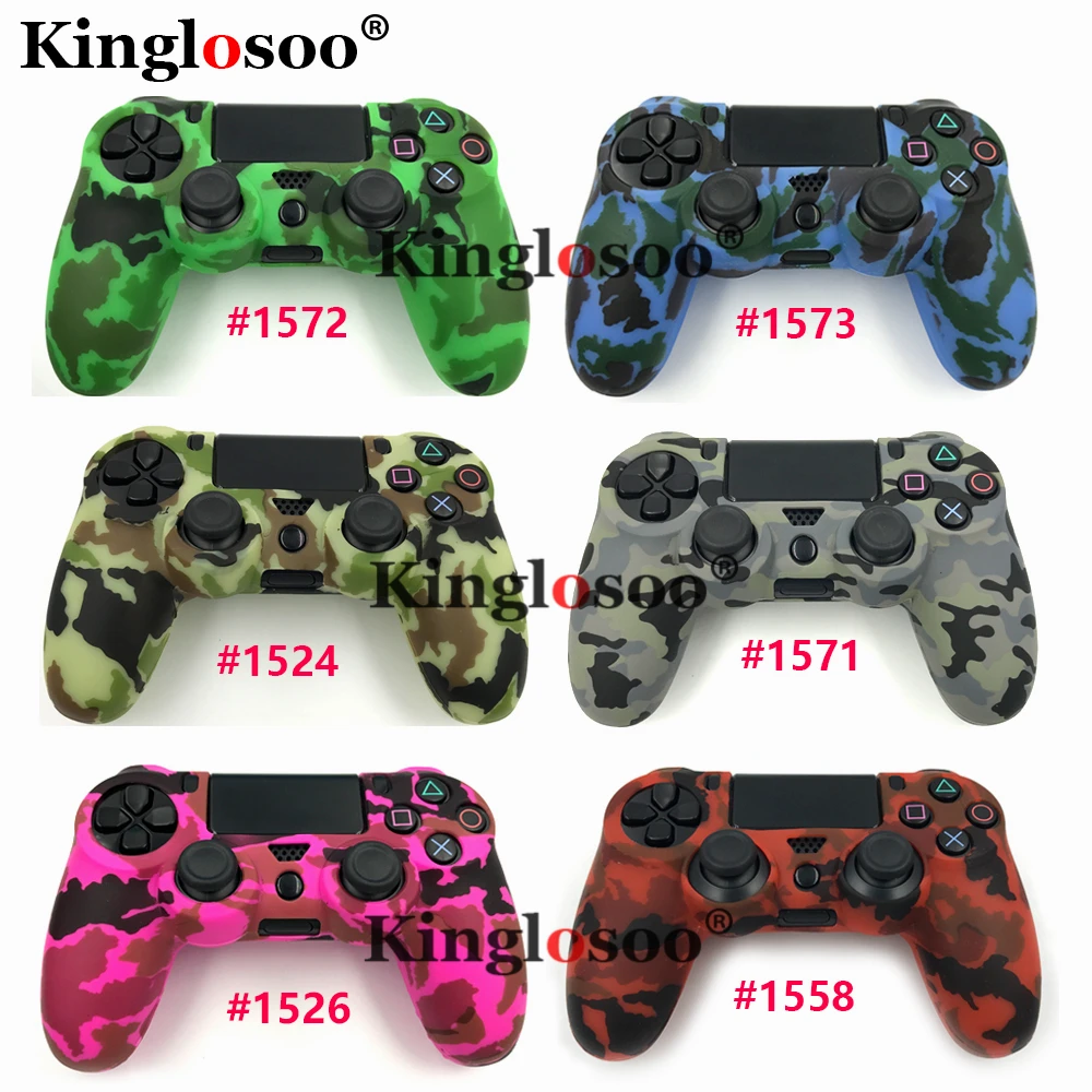 Funda protectora de silicona de camuflaje para Sony Dualshock 4, PS4 Pro,  controlador delgado con pegatina de luz LED - AliExpress