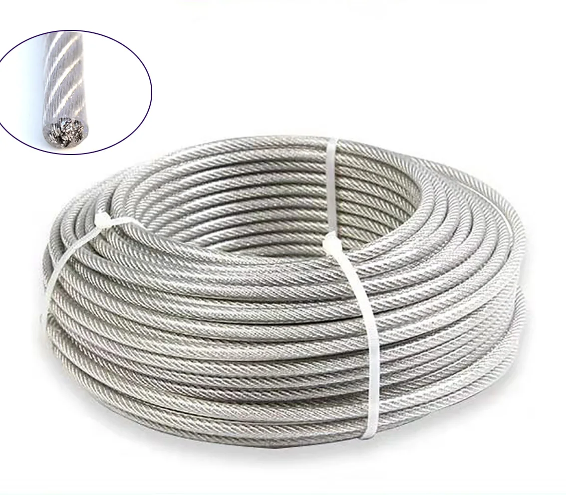 304 Stainless Steel Wire Rope Cable PVC Plastic Coated 0.6 1 2 3 4 5 6 8 10 12mm 
