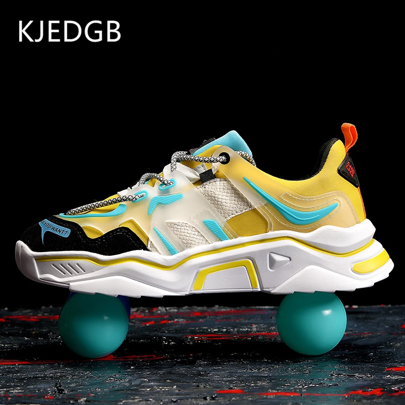 KJEDGB Fashion Street Casual Shoes for Man Stretch Fabric Platform Sneakers Tenis Masculino Adulto Support Dropshipping |