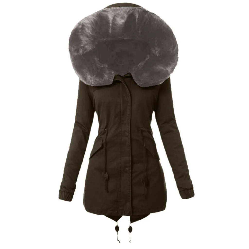 Chaqueta manteau femme, Женское пальто с меховой подкладкой, зимнее пальто, Женское зимнее теплое плотное длинное пальто, abrigos mujer invierno