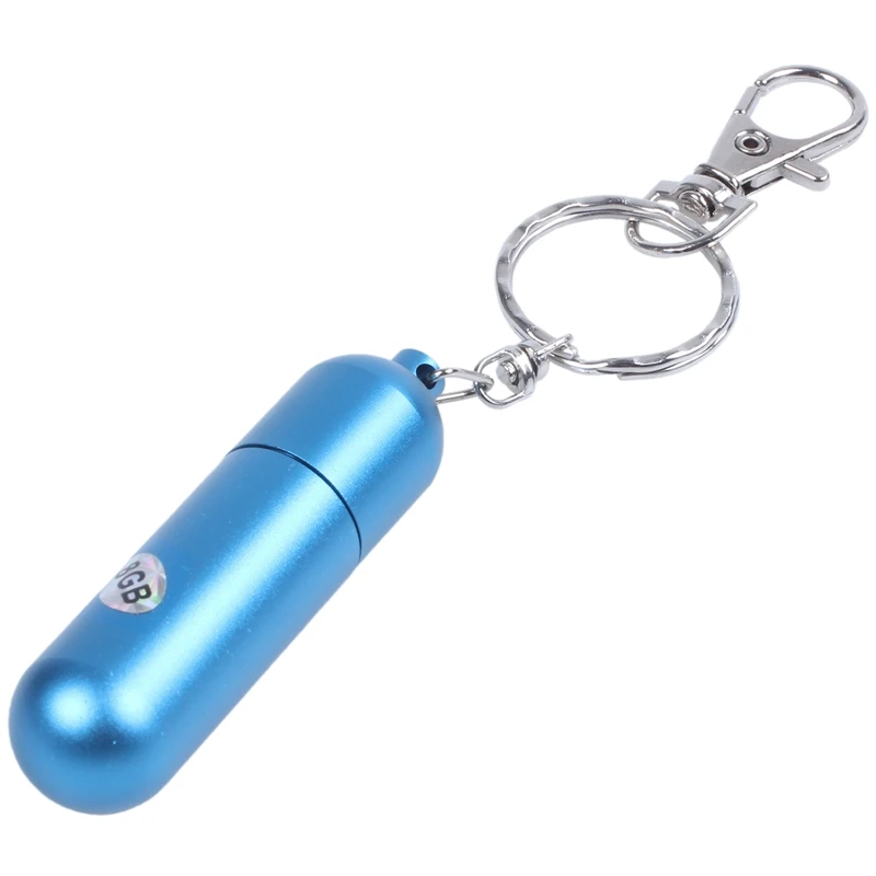 USB флэш-диск капсульный стиль из алюминия с кольцом для ключей 8 GB синий