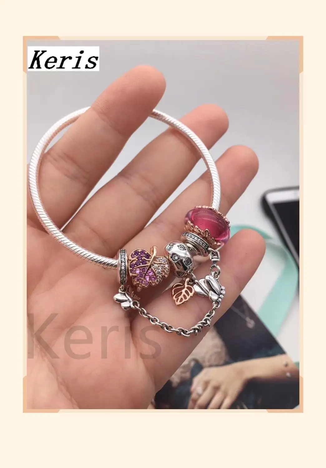 

High Quality Copy 1:1 100%925 Pure Silver New Autumn Wind Deciduous Leaf String Ornaments Bracelet Free Of Charge