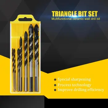 

7pcs Spade Triangle Tile Wall Hole Saw Drill Diamond Ceramic Center Punch Drill Bit DIY Woodworking Center Drilling