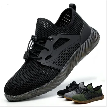 

Men's Outdoor Breathable Mesh Steel Toe Anti Smashing Safety Shoes Men's Light Puncture Proof Comfortable Sneakers Working Shoes