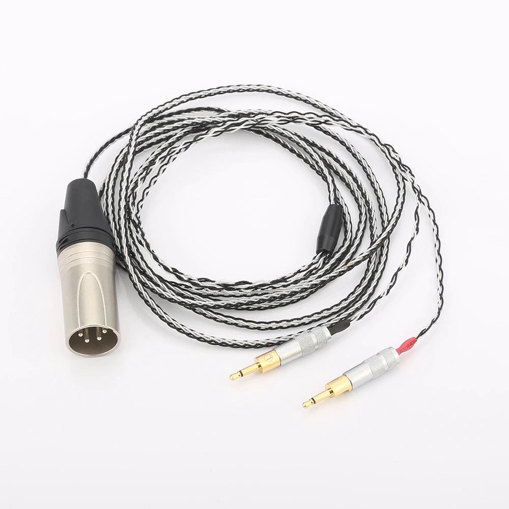 Audiocrast HC018 XLR 4pin Weave Cloth OD 5mm OCC Pure Silver Plated Headphone Cable For HD700 Audio Headphone Cable Wire