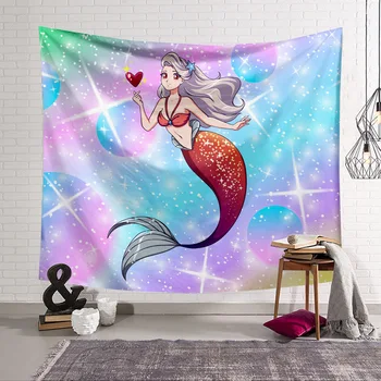 

Colorful Mermaid Tapestry 3D Printing Tapestrying Rectangular Home Decor Wall Hanging 08