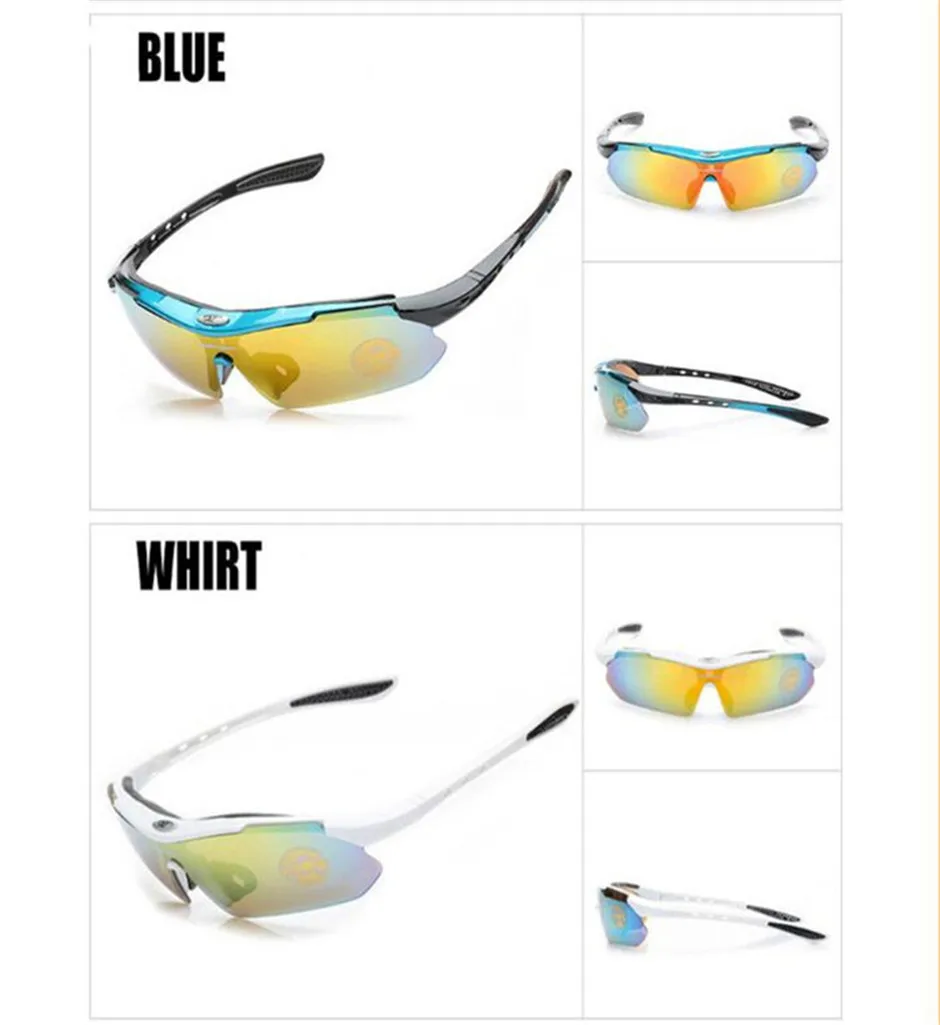 5 Lens Cycling Glasses Night vision Eyewear Change Lens Glasses Fishing Hiking Mountain Bike Bicycle Riding Sports Goggle Set