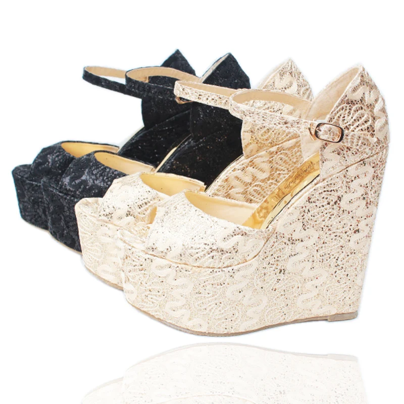 

15CM High Heeled Shoes Wedges Buckle Strap Trend Party Dress 6 Inches Women's Sandals Small Size Open Toe Summer Fashion Retro