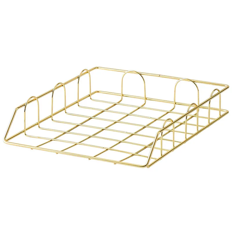 

Nordic Metal Stackable Storage Basket Office Desktop A4 Paper Finishing Basket Magazine Newspaper Organizer Frame