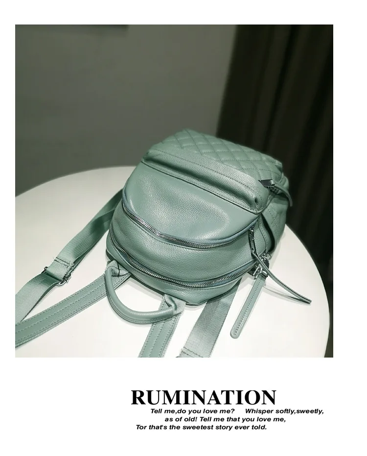 Женский рюкзак натуральная кожа Повседневная роскошная дизайнерская Наплечная школьная сумка маленькие дорожные сумки черный зеленый синий