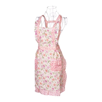 

Cooking Apron Printing Apron Dress with Pockets Ladies Pinafore House Kitchen Supplies
