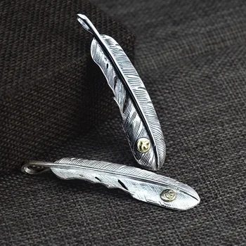 

925 Silver Hawk Feathers Couple Pendant Genuine Engraved Goro S Takahashi Kagura Retro Thai Silver Pendant