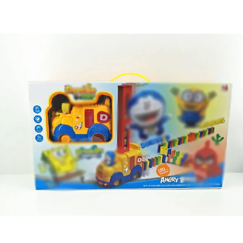 

Children'S Educational Domino Electric Train Dominoes Car with Sound And Light Automatic Licensing E-Bike Electric Locomotive