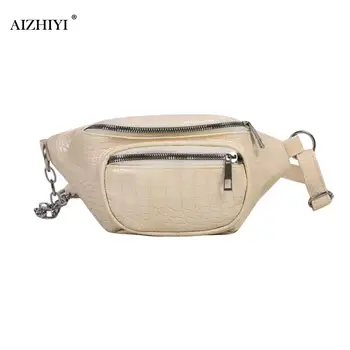 

Stone Pattern Shoulder Waist Fanny Belt Packs Classic Texture Creative Design Chic Women PU Zipper Chest Phone Bags
