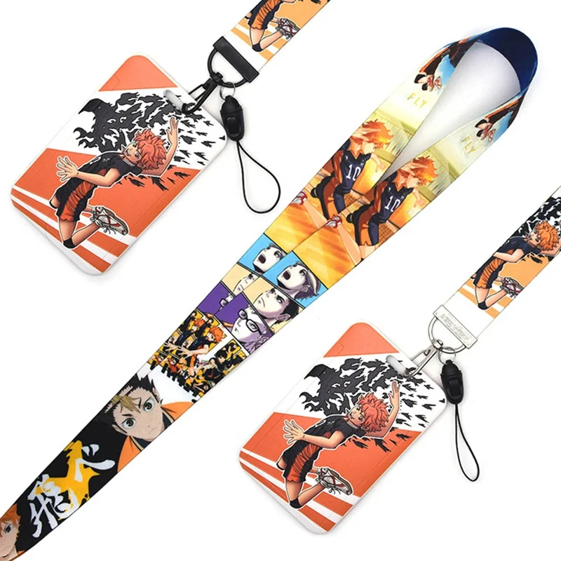 

Anime Haikyuu ID Card Badge Holder with Lanyard Student Staff Card Holder with Hanging Rope Neck Straps and Card Cover Set