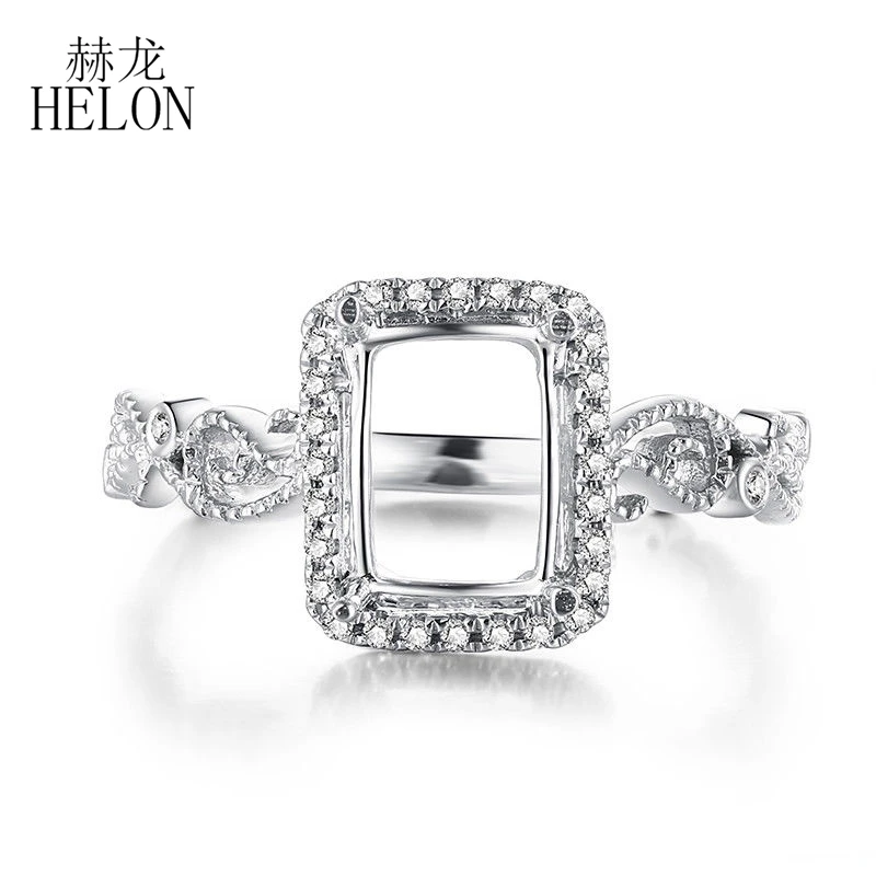 HELON Твердые 10 к белого золота Винтаж ювелирные изделия 100% натуральная Природные Алмазы полу крепление кольцо подходит подушки изумрудная о... HELON Твердые 10 к белого золота Винтаж ювелирные изделия 100% натуральная Природные Алмазы полу крепление кольцо подходит подушки изумрудная о...