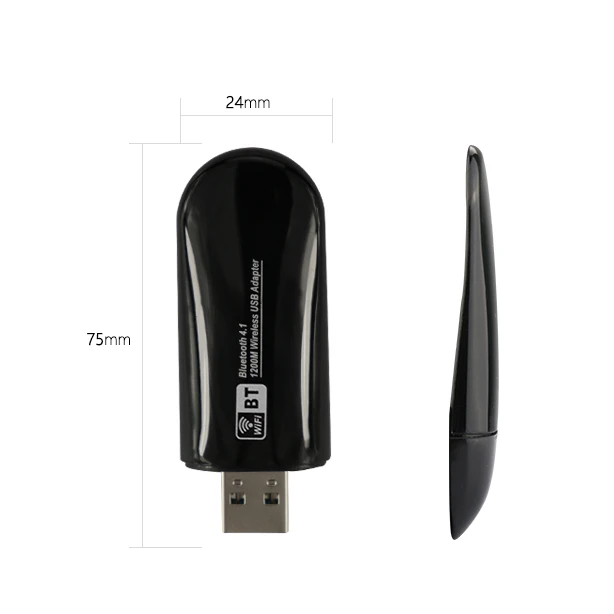 Мини двухдиапазонный 2,4G 5,8G USB Беспроводная сетевая карта Wifi Bluetooth адаптер AC 1200 Мбит/с приемник сетевой карты для настольного ноутбука