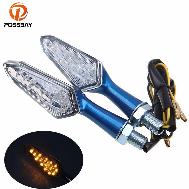 POSSBAY Aluminum Alloy Motorcycle Turn Signals Dirt Bike Pit Bike Motorbike Blinker Lamps Amber