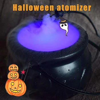 

Halloween Witch Cauldron Pot and 12LEDs Color Changing Mist Maker Fog Maker Fogger for Halloween Party QP2