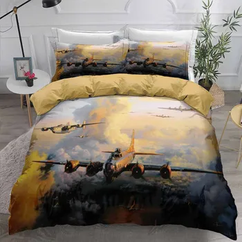 

Plane Blue Sky Bedding Set Bedroom Decor Doona Quilt Cover Boys Men Gift Hypoallergenic 1PC Duvet Cover with Pillowcase Dropship