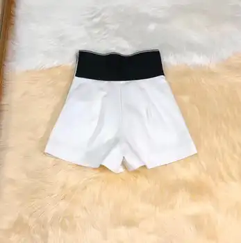 

AAW007 Women High Waist Webbing Letter Logo Wide Leg Shorts A2