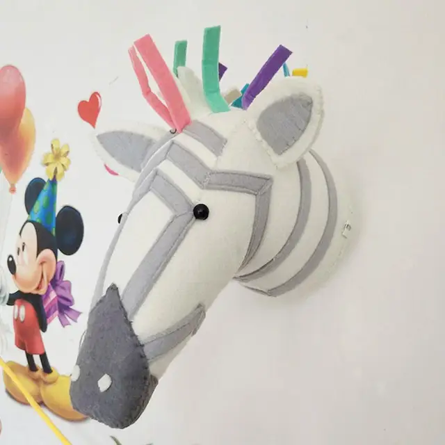 Animal Head Wall Decoration Elephant Stuffed Toy Doll For Girl Baby Kids Nursery Room Decor Wall Hanging Mount Birthday Gift 5