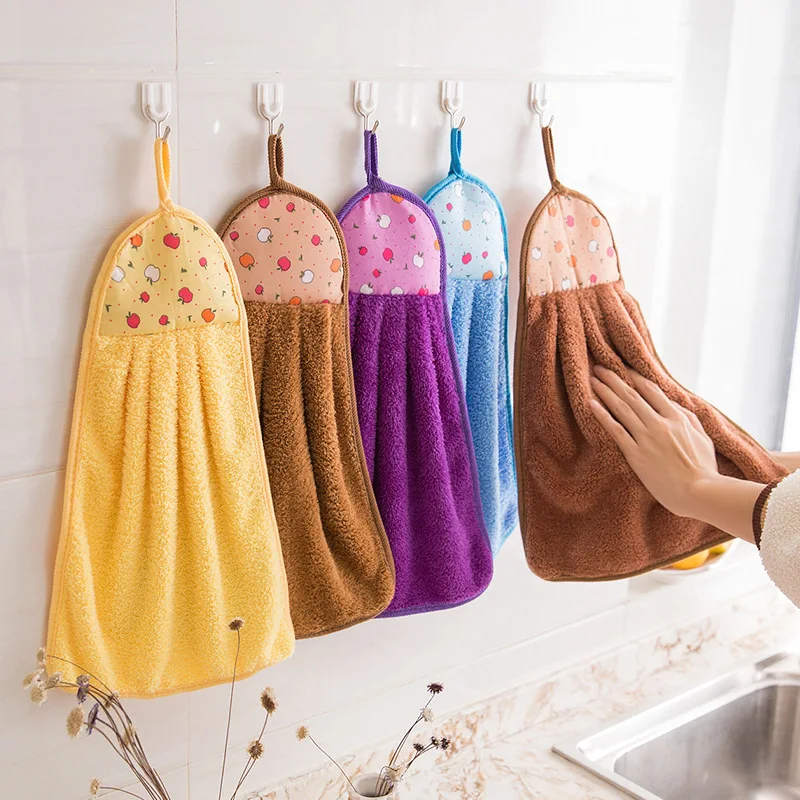  5 Article Kitchen Hand Towel Handkerchief Lovely Thick Paint Towel Hanging Water-Absorbing Hand Clo