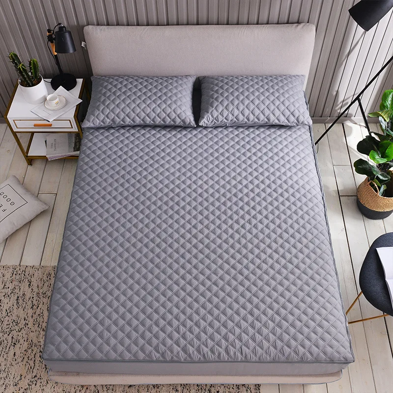 

100% Polyester Sanding Jacquard Solid Mattress Topper Bed Mattress Cover Colchao Breathable Mattress Pad for Matress Protector