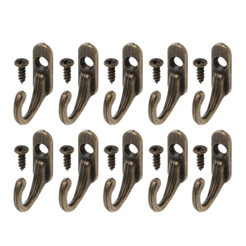 

10PCS Vintage Bronze Double Coat Hat Hanger Wall Mounted Hooks with Screws