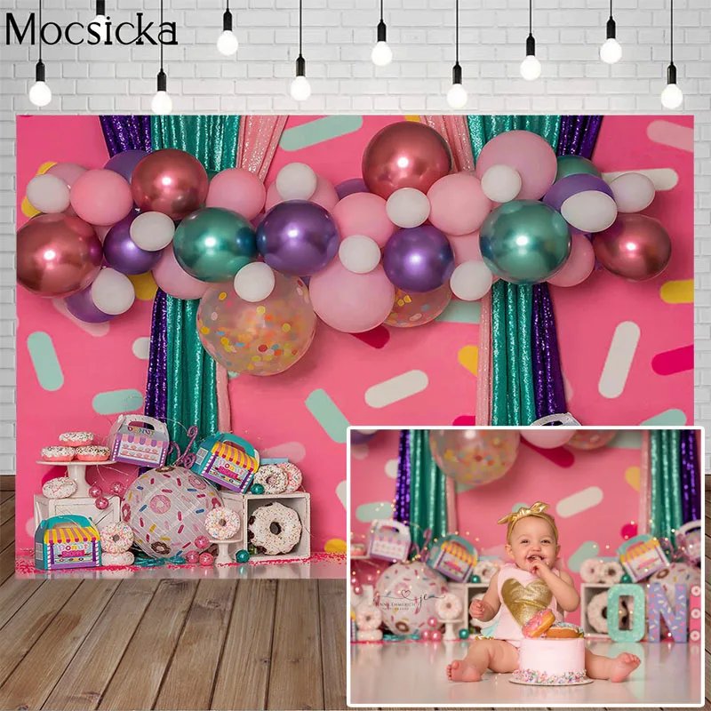 

Mocsicka Donuts фон для фотосъемки на день рождения воздушный шар фон для фотосъемки новорожденных детей портретный реквизит для украшения вечеринки студия