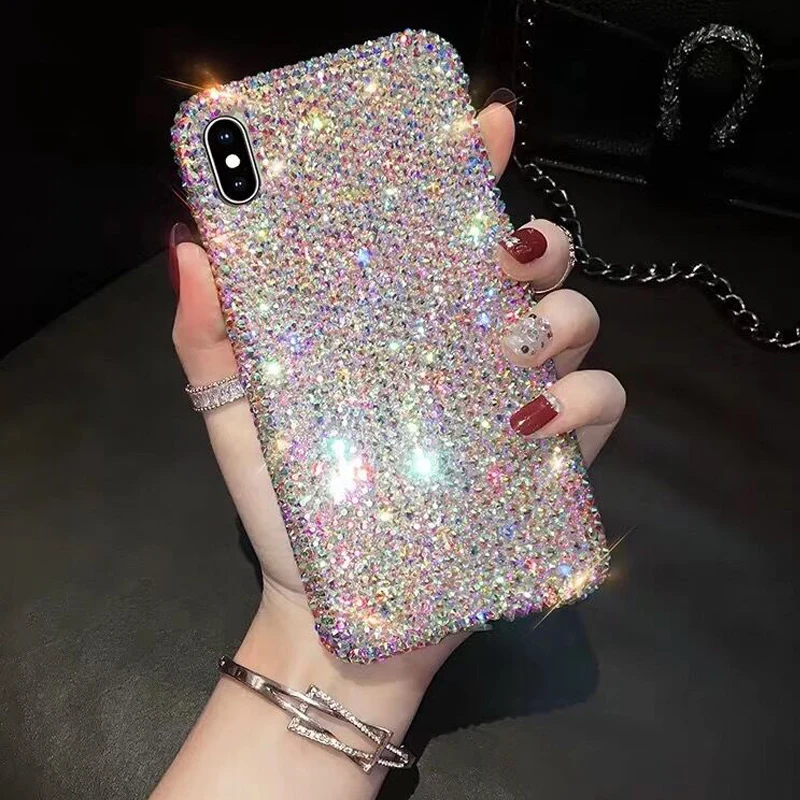 Модный Роскошный чехол со стразами для iPhone 5S 6S 7 8 Plus X XS XR 11 Pro Max SE 2020 12 блестящий