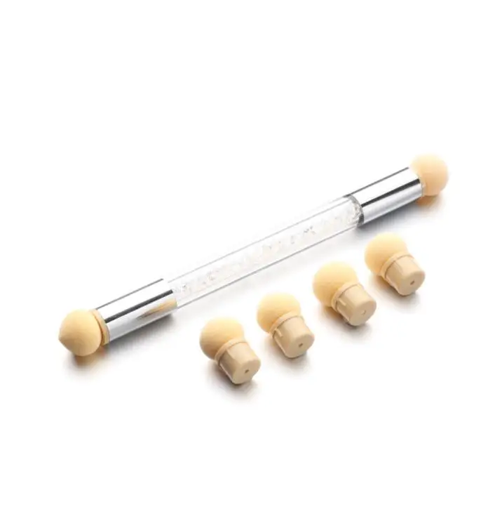 baby boomer sponge Gradient Brush With 4 Replace Sponge Heads Glitter Powder Dotting Gradient Pen Sponge Nail Art 3