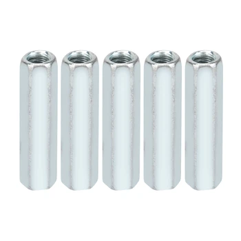 

5Pcs M6*40 Carbon Steel Long Rod Coupling Nut Galvanized Hex Sleeve Nut Standoff Bolts Screws Connection Threaded Fastening Nuts