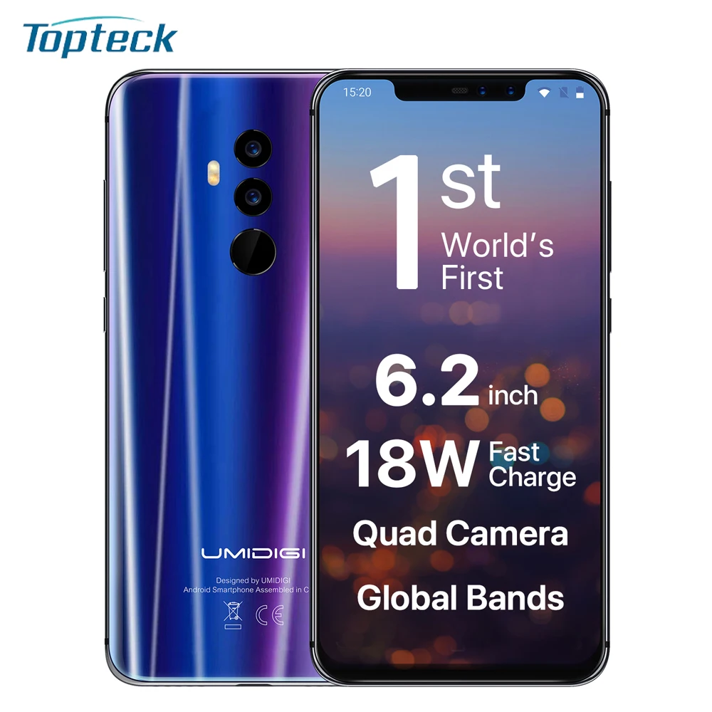 

UMIDIGI Z2 4G-LTE Smartphone 6GB 64GB Helio P23 Octa Core 6.2 inch Android 8.1 16MP Quad Cameras Face 3850mAh smartphone